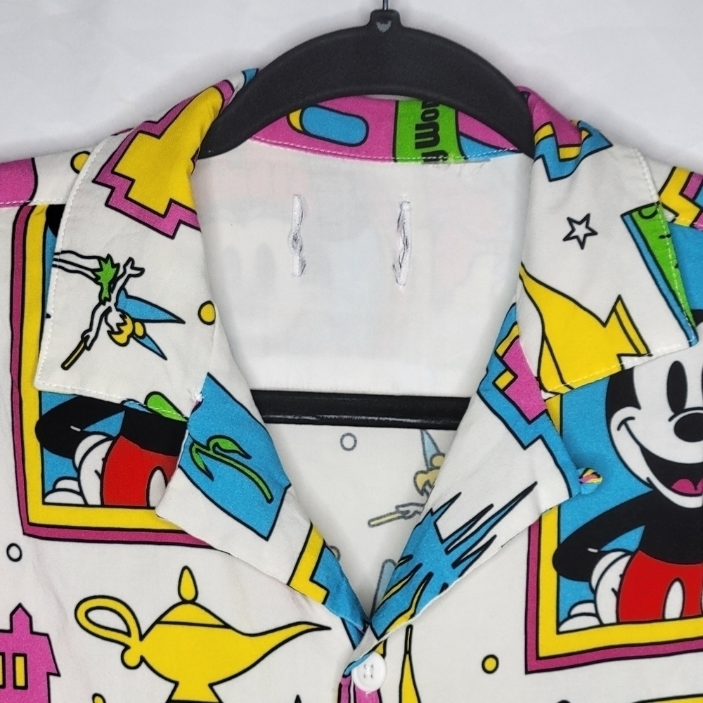 Disney Parks 4 Parks Figment Mickey Icons 2024 Button Down Shirt Neon - Picture 3 of 4